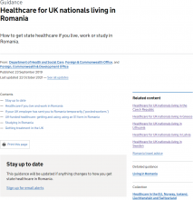 Healthcare for UK nationals living in Romania [Updated 22 October 2021]